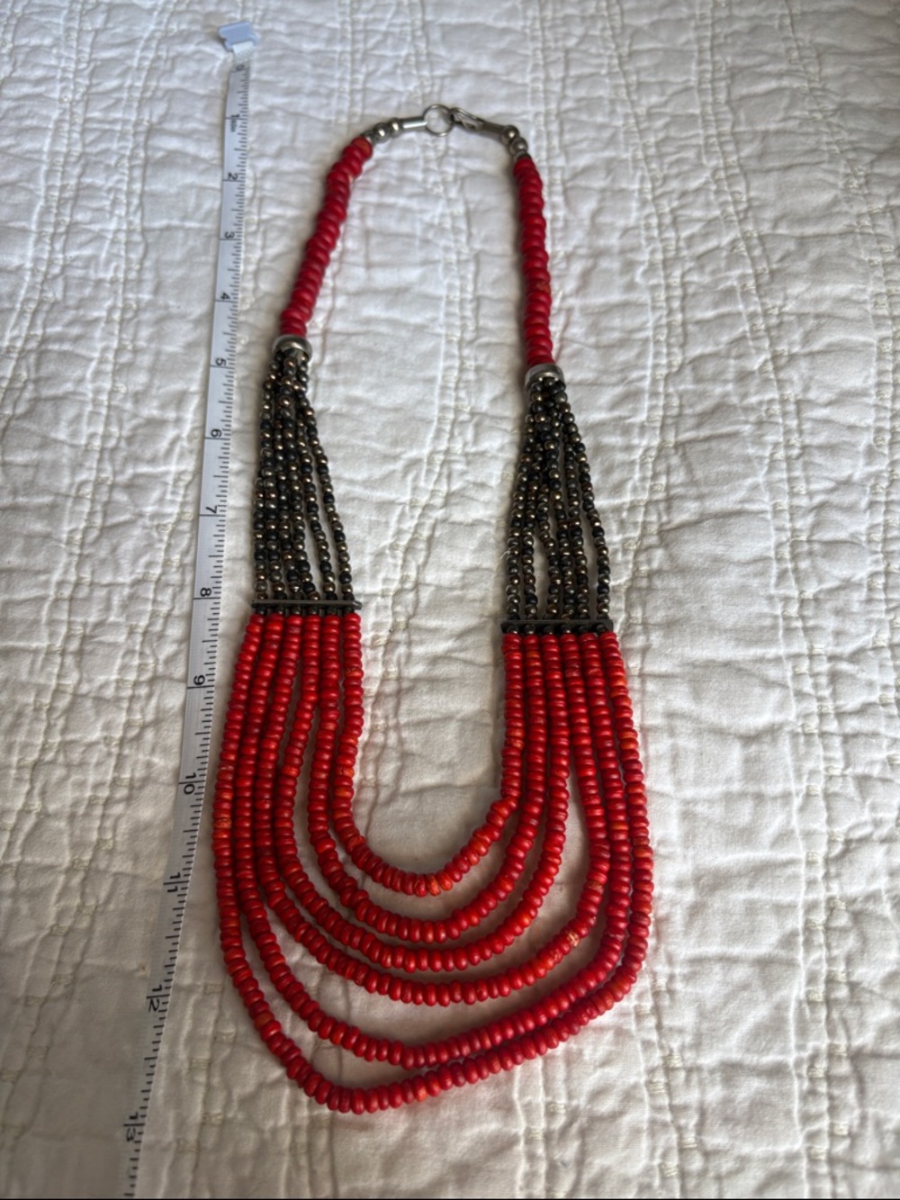 Red Multi-Strand Bead Necklace - Women's Jewelry